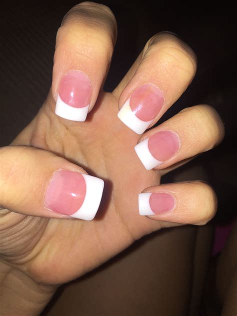 acrylic nails french tip pink|french manicure with pink base.